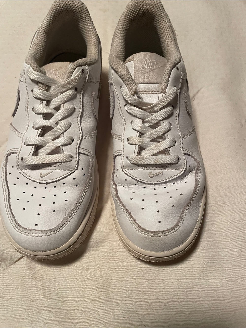Nike Girls White Low-Top Leather Air Force One Sneakers